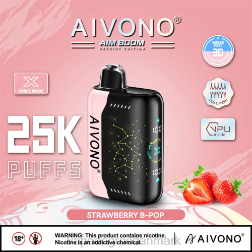Vape Engros Danmark - Aivono AIM BOOM 25.000 jordbær b-pop 2646352