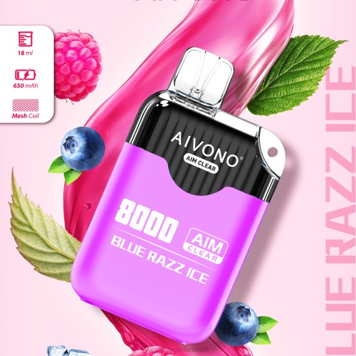 Vape Engros Danmark - Aivono AIM CLEAR 8000 blå razz is 2646202