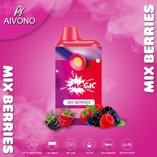 E-Væske Med Frugtsmag Og Nikotin - Aivono AIM MAGIC 5800 mouth box cigaret bland bær 2646100