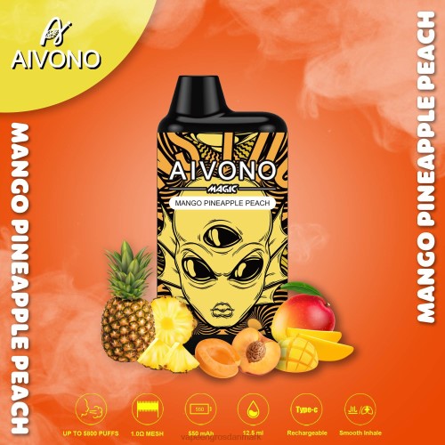 E Væske Med Nikotin - Aivono AIM MAGIC 5800 mouth box cigaret mango ananas fersken 264688