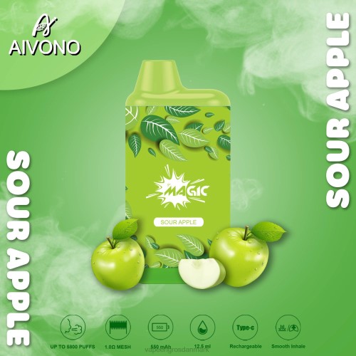 E Væske Med Smag - Aivono AIM MAGIC 5800 mouth box cigaret surt æble 264687