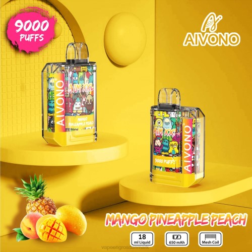 E Væske Aalborg - Aivono AIM XXL 9000 mund klistermærke gennemsigtig mango ananas fersken 264649