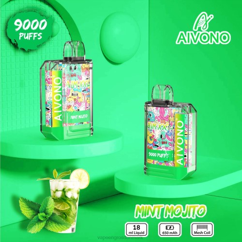 Vape Shops In Denmark - Aivono AIM XXL 9000 mund klistermærke gennemsigtig mynte mojito 264655