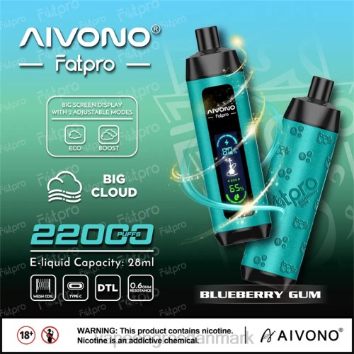 E Væske Aalborg - Aivono Fatpro 22000 blåbær tyggegummi 26469