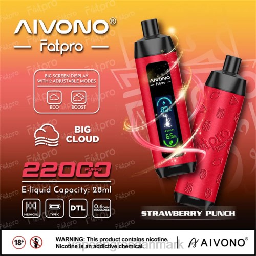E Væske Med Nikotin - Aivono Fatpro 22000 jordbærpunch 26468