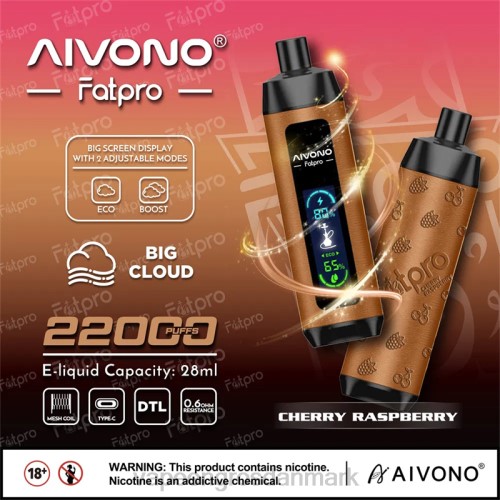 Vape Wholesale In Denmark - Aivono Fatpro 22000 kirsebær hindbær 26464