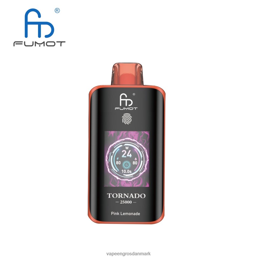 E-Væske Med Frugtsmag Og Nikotin - Fumot Tornado 25000 engangs vape lyserød limonade 480V6810