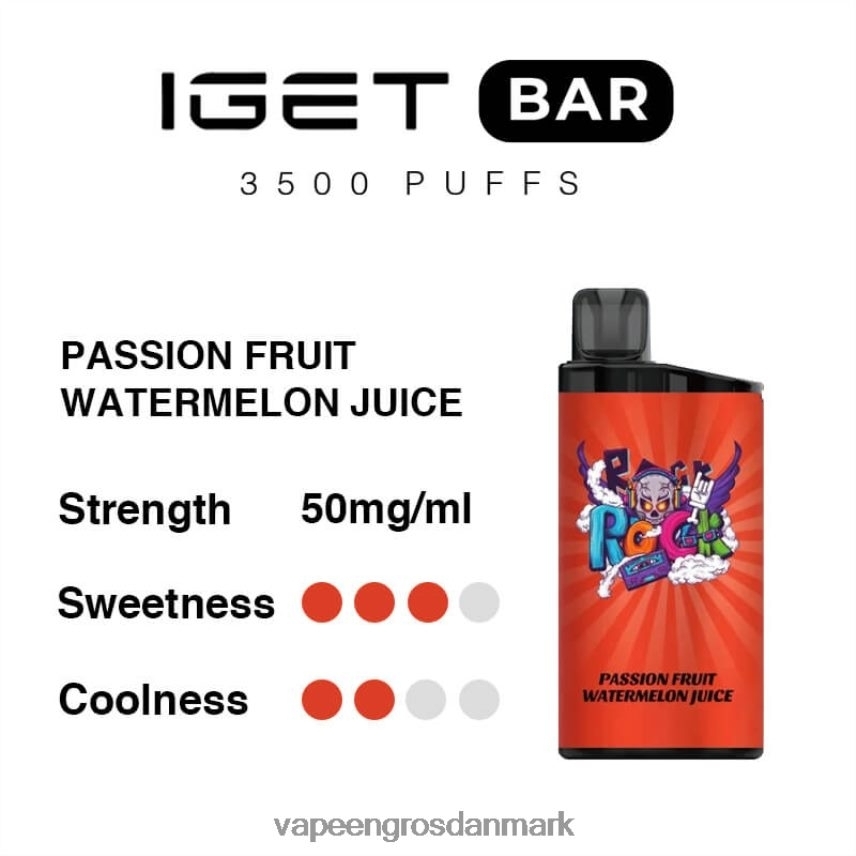 E Væske Med Smag passionsfrugt vandmelon juice RLD6X97 IGET BAR 3500 5% nikotin