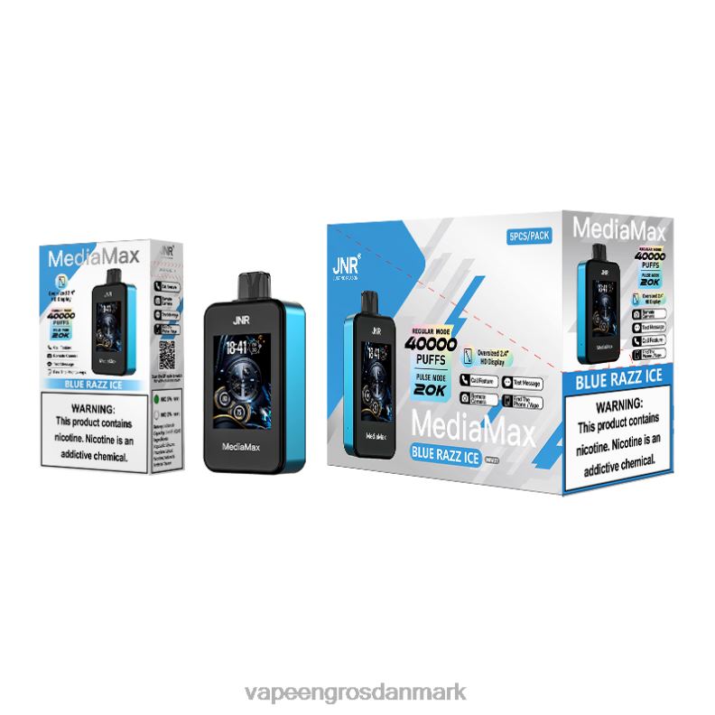 JNR MediaMax 40k pust blå razz is 4DFTT21 Vape Wholesale Danmark