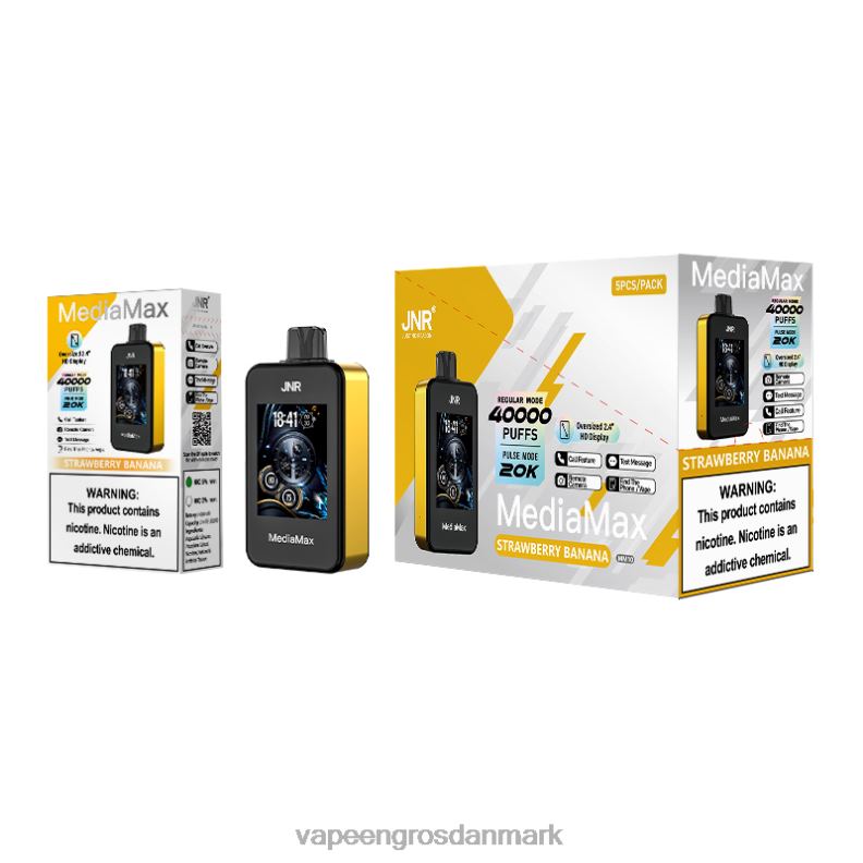 JNR MediaMax 40k pust jordbær banan 4DFTT16 Vape Wholesale Helsingør