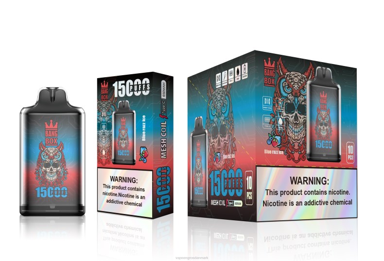 E-Væske Med Frugtsmag Og Nikotin - Bang Box s1-15000 pust blå razz is ZXHN108