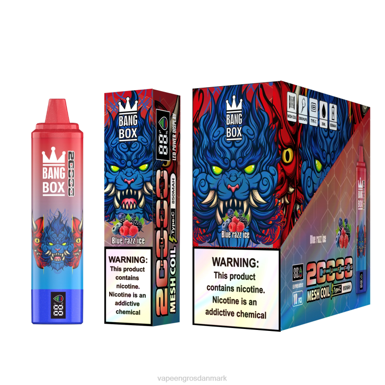 Vape Wholesale København - Bang Box 20.000 blå razz is ZXHN59