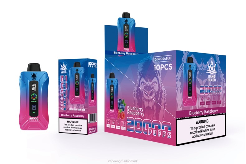 Vape Engros Danmark - Bang Beach 20000 pust smart screen vape blåbær hindbær ZXHN12