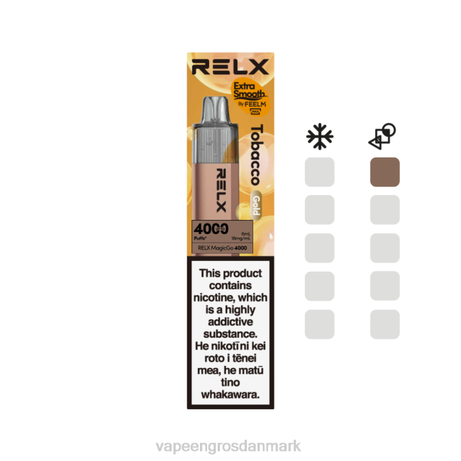 Vape Engros Danmark - RELX MagicGo 4000 engangs vape tobak (guld) L4R02