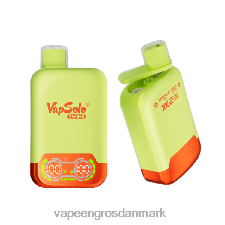 E Væske Med Nikotin - Vapsolo TWINS engangs vape vandmelon is & blandet bær 2NZN8128