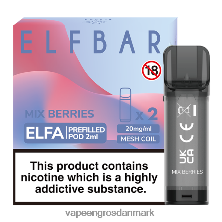 E Væske Aalborg bland bær RLD6X339 ELFBAR Elfa færdigfyldt pod - 2ml - 20mg (2 pakke)