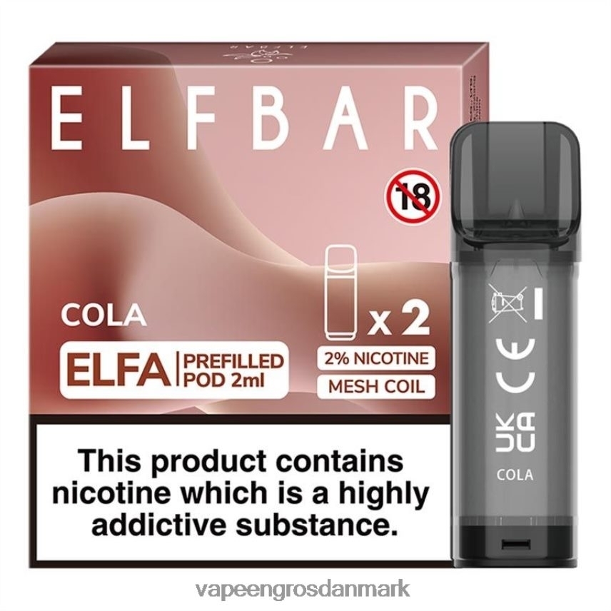 E Væske Aalborg cola RLD6X319 ELFBAR Elfa færdigfyldt pod - 2ml - 20mg (2 pakke)