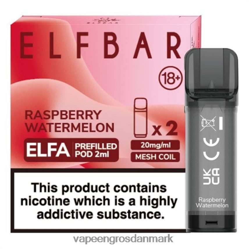 E-Væske Med Frugtsmag Og Nikotin hindbær vandmelon RLD6X330 ELFBAR Elfa færdigfyldt pod - 2ml - 20mg (2 pakke)