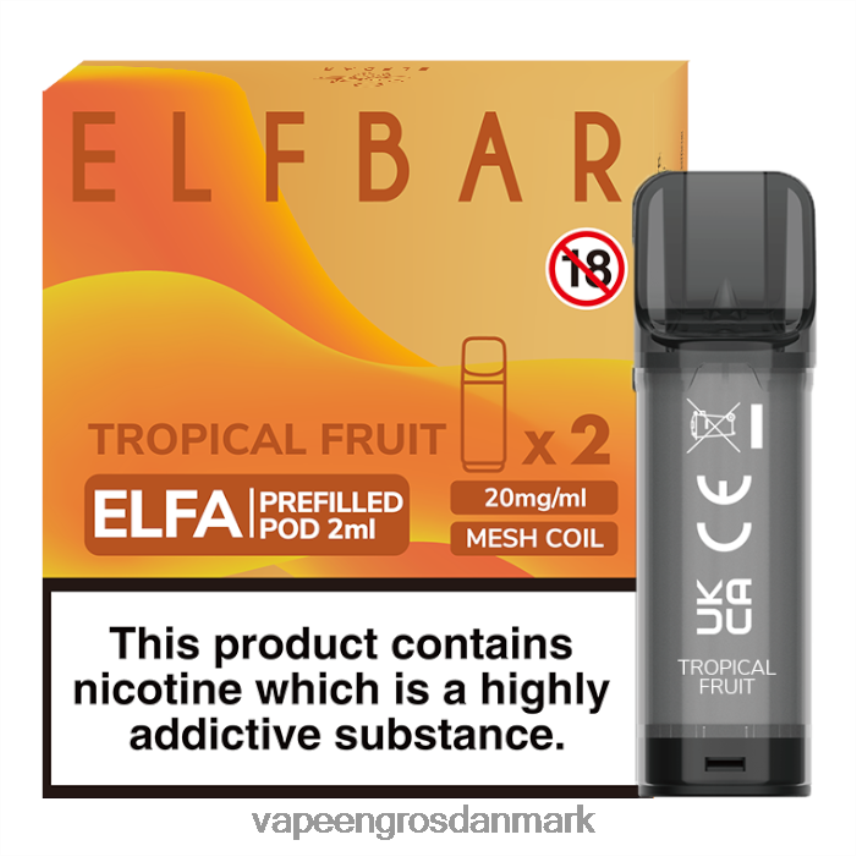 E Væske Med Nikotin tropisk frugt RLD6X328 ELFBAR Elfa færdigfyldt pod - 2ml - 20mg (2 pakke)