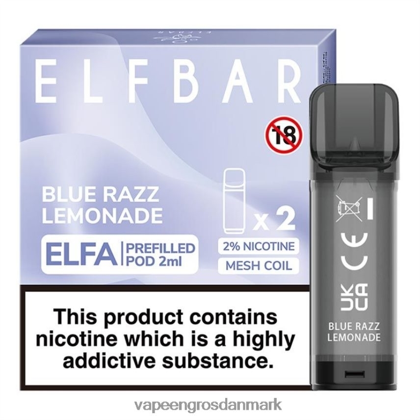 E Væske Med Smag blå razz limonade RLD6X327 ELFBAR Elfa færdigfyldt pod - 2ml - 20mg (2 pakke)