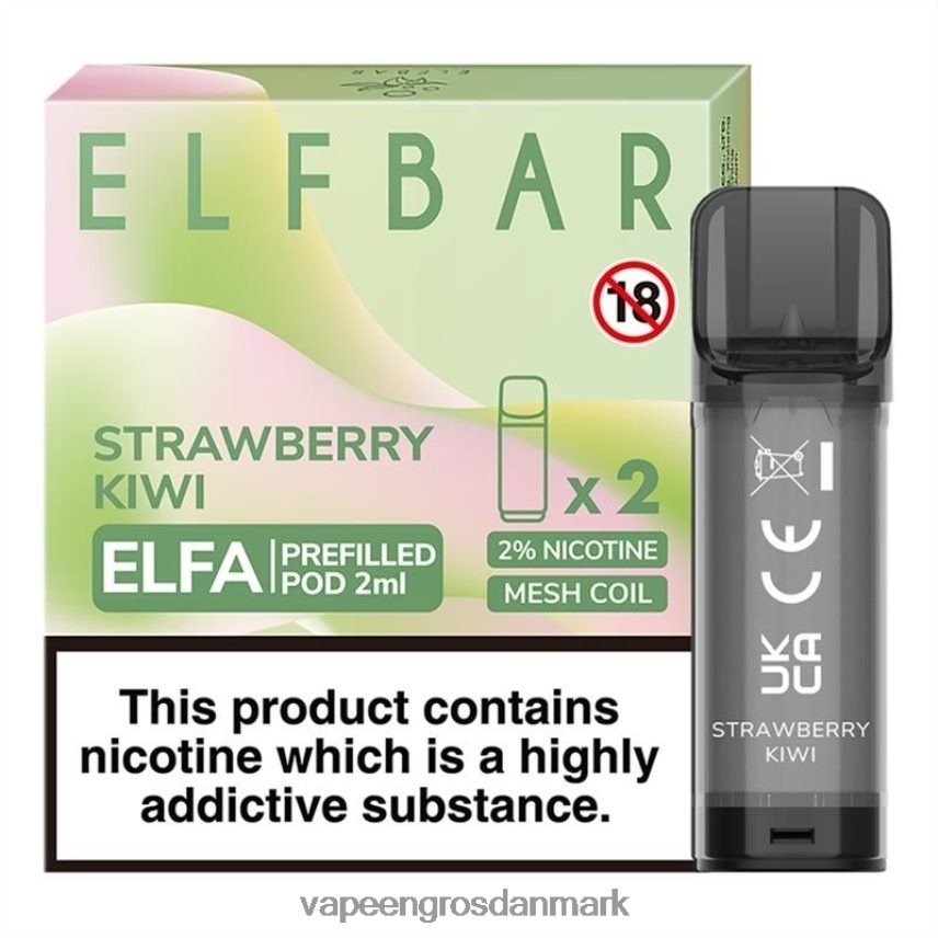 E Væske Med Smag jordbær kiwi RLD6X317 ELFBAR Elfa færdigfyldt pod - 2ml - 20mg (2 pakke)
