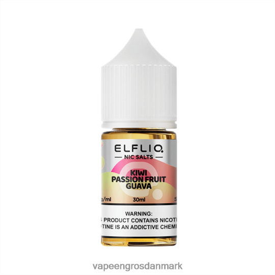 E-Væske Med Frugtsmag Og Nikotin - ELFBAR ELFLIQ Nic salt 30 ml kiwi passion frugt guava 4HP08420